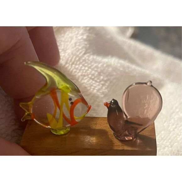 Vintage miniature blown glass fish and bird  art glass figurines - Picture 7 of 9